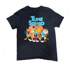 Space Jam Tune Squad T-Shirt Men's Large LeBron Looney Tunes Black Short Sleeve